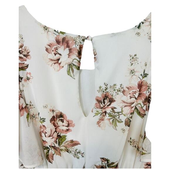 Torrid Ivory Floral Chiffon Skater Dress Flutter Sleeves - Picture 9 of 15